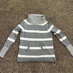 LOFT Gray and White Striped Women's Sweater